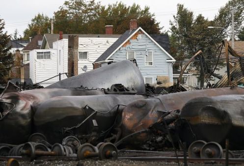 Railroaded petroleum derailment fire image july 6 2013 Nat Geo